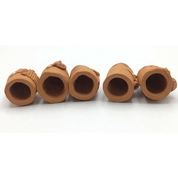 Terracotta Thumb Shaped Music Band Folk Art Ornaments Set of 5 Mariachi Handmade - Picture 12 of 14